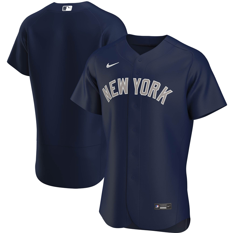 2020 MLB Men New York Yankees Nike Navy Alternate 2020 Authentic Team Name Jersey 1